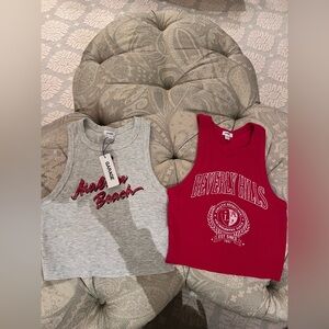 Garage Malibu Beach and Beverly Hills Kids Tank Tops - Gray and Red